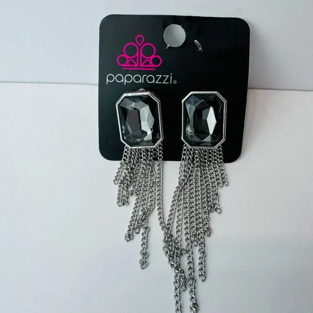 Paparazzi Silver‎ Chain Tassel Earrings – Smoky Gem Jewelry